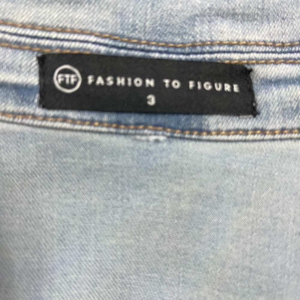 Fashion to Figure Light Blue Fringe Denim Trucker Jacket - Picture 2 of 8